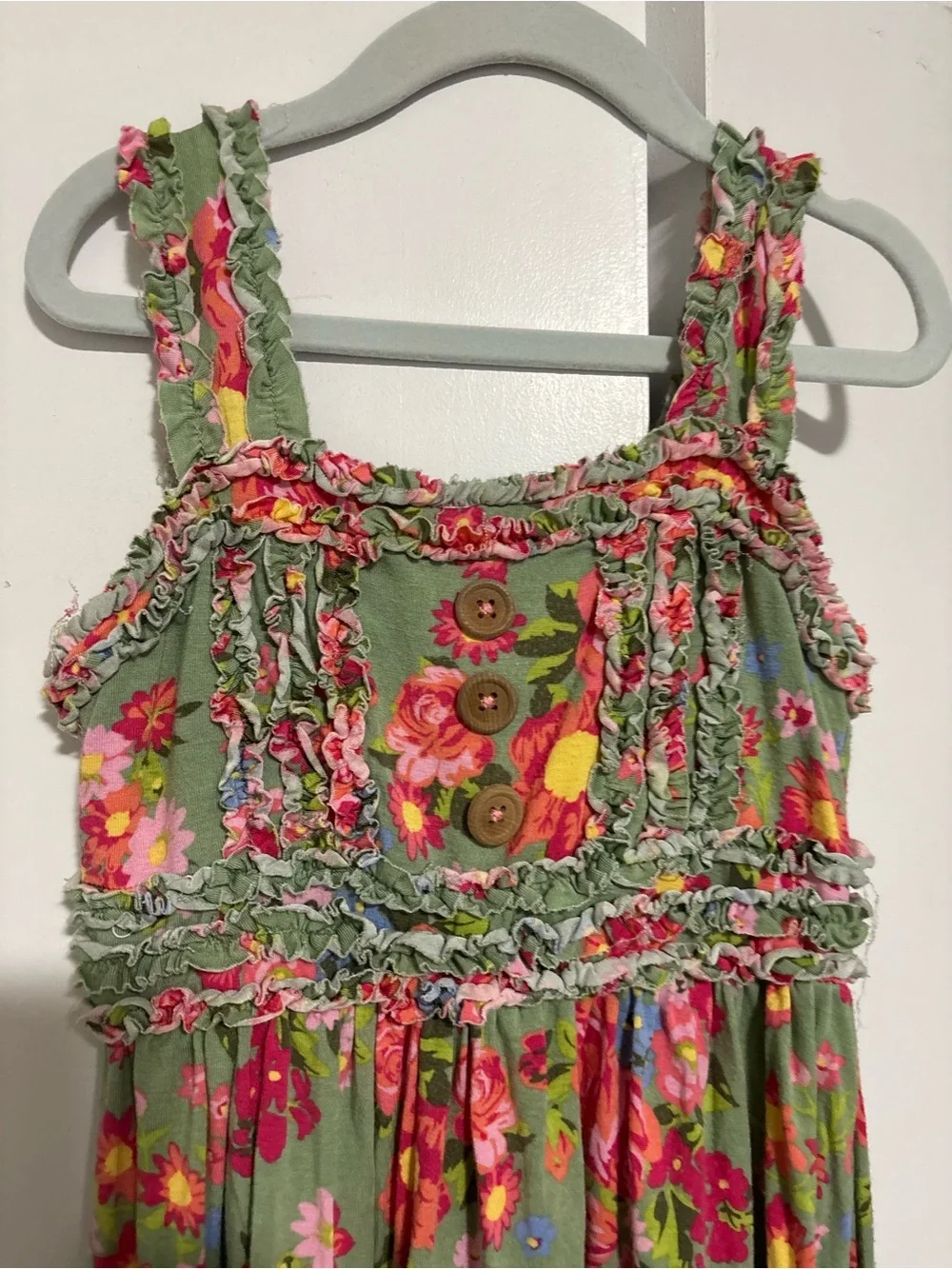 Matilda Jane sleeveless green floral Ruffle Sundress bamboo modal